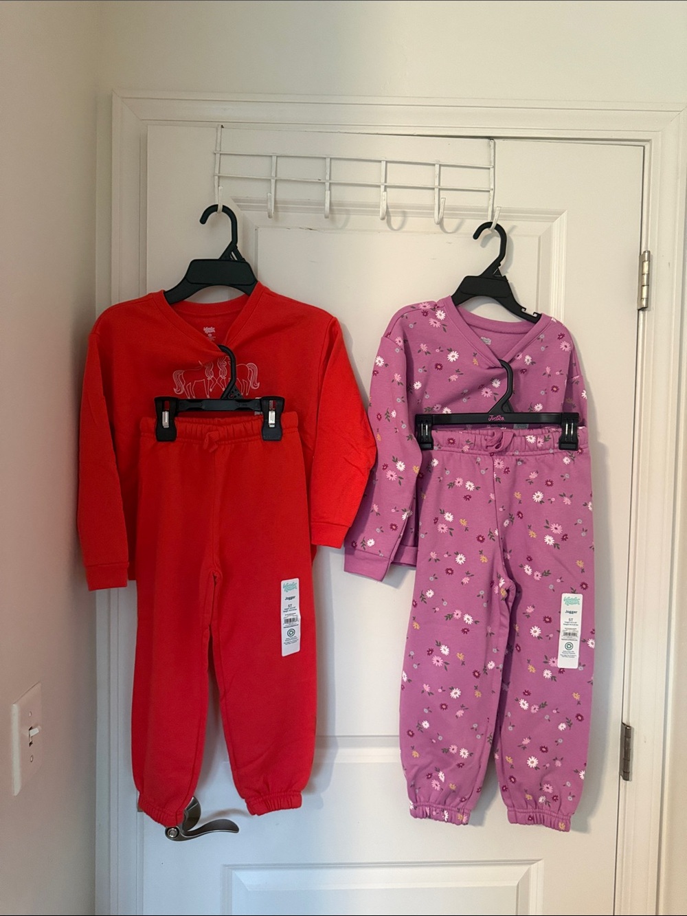 Two-Pack Kids sweatshirt 2 Set - Red and Pink Floral
